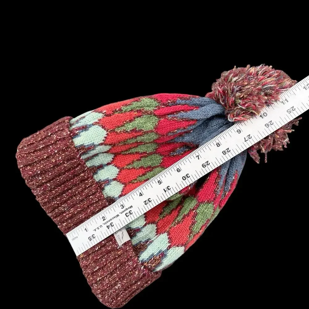 L.L.Bean Wool Blend Fair Isle Pom Pom Beanie OSFA Winter Ski Knit Hat